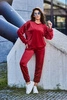 Velours-Set Sweatshirt + Hose weinrot