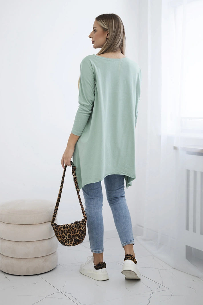 Blouse oversize with rainbow lips print dark mint