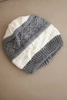 Women's winter wool hat with decorative weave K446 ecru + gray