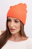 Women's winter wool hat with double rolled-up cuff K426 orange