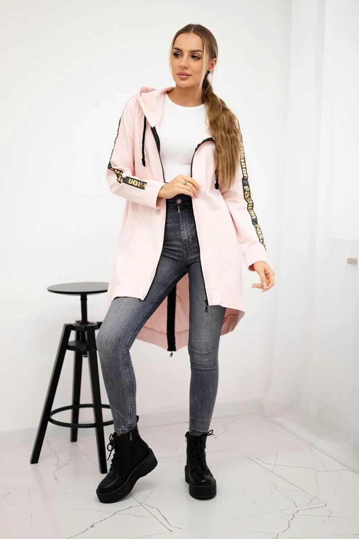 Sweatshirt with zip at the back powdered pink