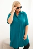 Dámska košelová sukňa Plus Size s dlhším zadným dielom a podhodeným rukávom morská