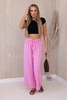 Trousers with a wide waistband light pink