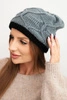 Women's winter wool hat with intertwined pattern K443 gray