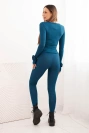 Women's set made of ribbed viscose with long sleeves and leggings teal