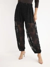 Women's trousers loose with floral pattern and cuffs black