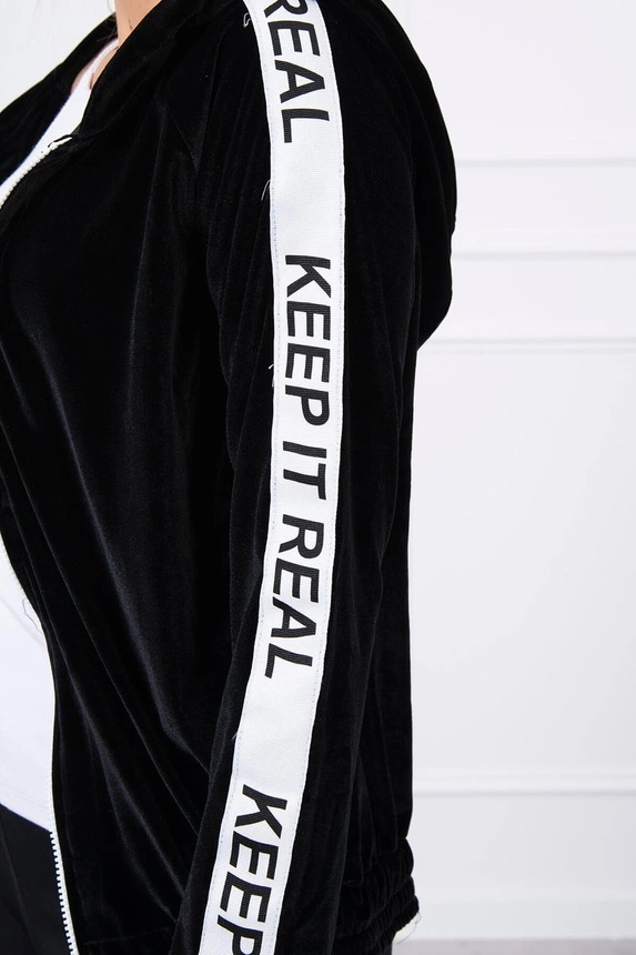 Bluza welurowa z kapturem czarna