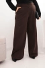 Dámske nohavice Plus Size so širokým strihom a elastickým pásom hnedé