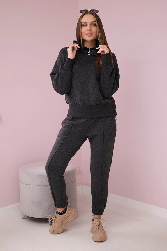 Insulated set with turtleneck and hood graphite