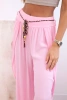Damenhose aus Viskose mit Beinschlitz Bonbon-Rosa