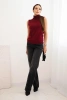 Women's sleeveless viscose blouse with a turtleneck burgundy