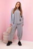 Baumwoll-Sweatshirt-Hosen-Set grau meliert