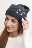 Women's winter wool hat with zirconia and pattern K455 mocha