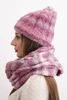 Women's winter set with mohair, hat and snood with a fluffy texture K500 dark pink