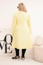 Dámský klasický kabát Plus Size s knoflíky a límcem žlutý