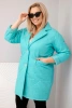 Women’s Plus Size quilted jacket with decorative buttons and collar dark mint