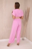 Overalls with a decorative belt at the waist light pink