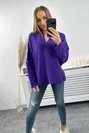 Mušelínová halenka s ohrnutými rukávy tmavě fialová