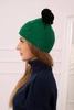 Cap with fleece 2 pompoms K291 green
