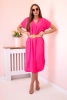 Dress with a decorative belt pink