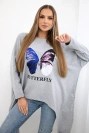 Halenka oversize s potiskem šedá