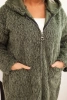 Dámsky kabát Plus Size z viskózy so zipsom a kapucňou khaki