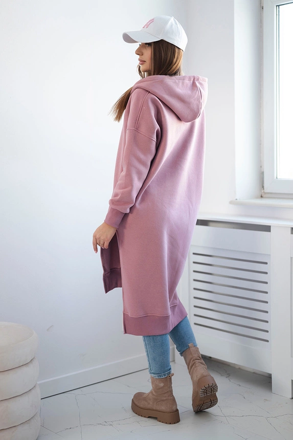 Isoliertes Sweatshirt mit Seitenschlitzen dunkelrosa