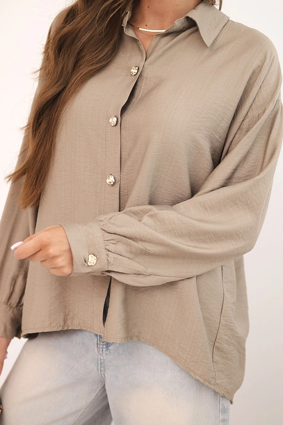 Damenbluse elegant aus Viskose mit dekorativen Knöpfen fango