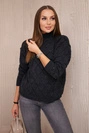 Pullover mit halbem Rollkragen und Rautenmuster graphit