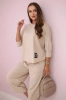 Cotton sweatshirt pants set beige