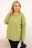 Asymmetrical Plus Size women's blouse with long sleeves olive