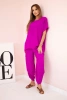 Viscose blouse + pants set dark purple