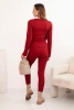 Women's cotton set with long sleeves and leggings maroon