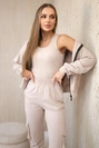 Set 3 in 1 sweatshirt + top + pants light beige