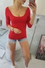 Round neckline blouse red