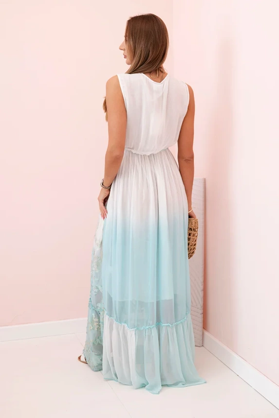 Damenkleid aus Viskose mit Stickerei Minze