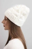 Women's winter wool hat with lace pattern K427 ecru