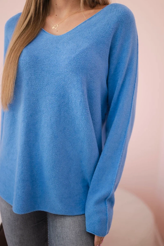 Pullover mit V-Ausschnitt Leichter Denim