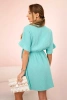 Muslin dress with waist dark mint