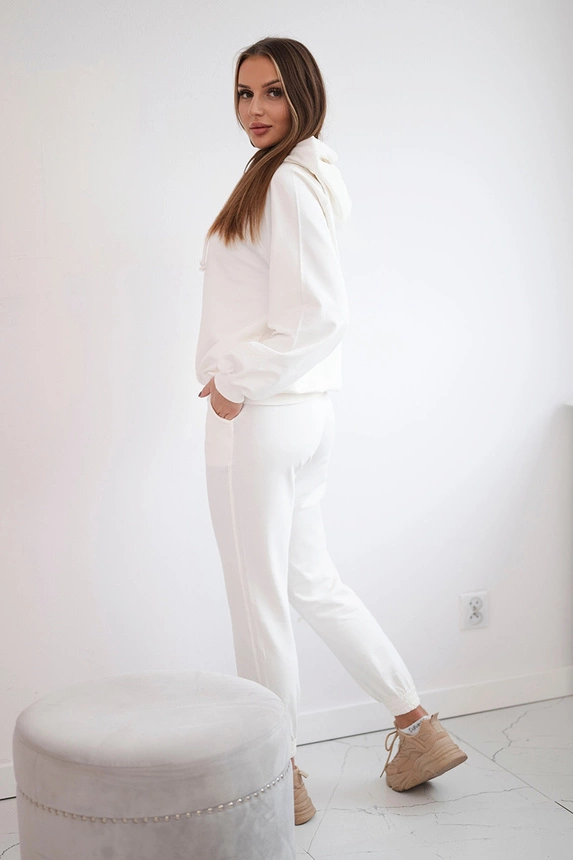 Sweatshirt set with a hood ecru