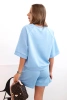 Damen-Butterset mit einer kurzärmeligen Bluse und Shorts mit Gummizug blau