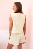 Women's viscose set buttoned vest and shorts yellow melange