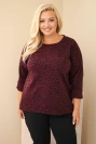 Bluzka damska Plus Size w panterkę z dłuższym tyłem bordowa