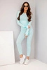 Women's set made of ribbed viscose with long sleeves and leggings mint