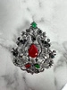 Brooch XZ459-191 silver + red