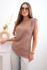 Elegante Damenbluse mit Rüschen und asymmetrischem Schnitt Kamel