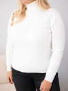Moteriškas viskozės megztinis Plus Size su golfu klasikinio kirpimo ecru