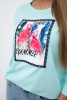 Bluse mit 3D-Flamingo-Grafik mint