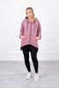 Sweatshirt with longer back and hood dark pink