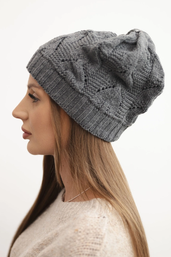 Women's winter hat with wool in a structural weave K432 graphite